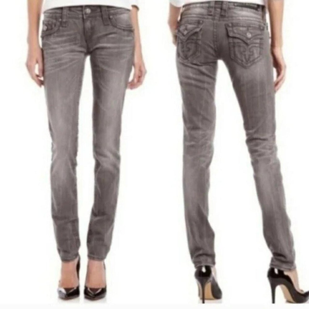 Rock Revival Celine Straight Leg Jeans Gray- Women's Size 30 Grunge Streetwear